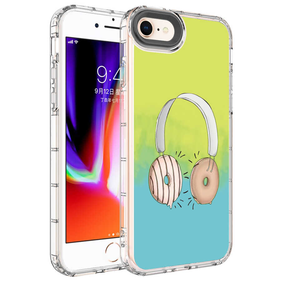 iPhone Uyumlu SE 2022 Kılıf Kamera Korumalı Renkli Desenli Sert Silikon Zore Korn Kapak-No14