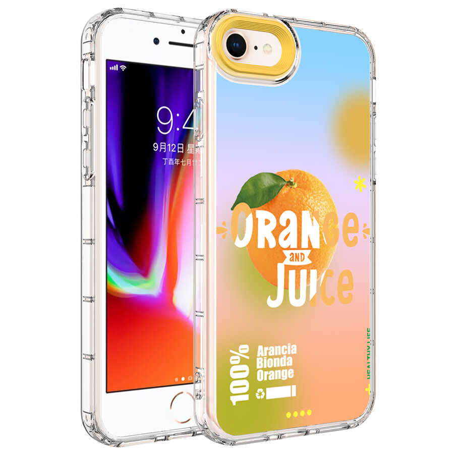 iPhone Uyumlu SE 2022 Kılıf Kamera Korumalı Renkli Desenli Sert Silikon Zore Korn Kapak