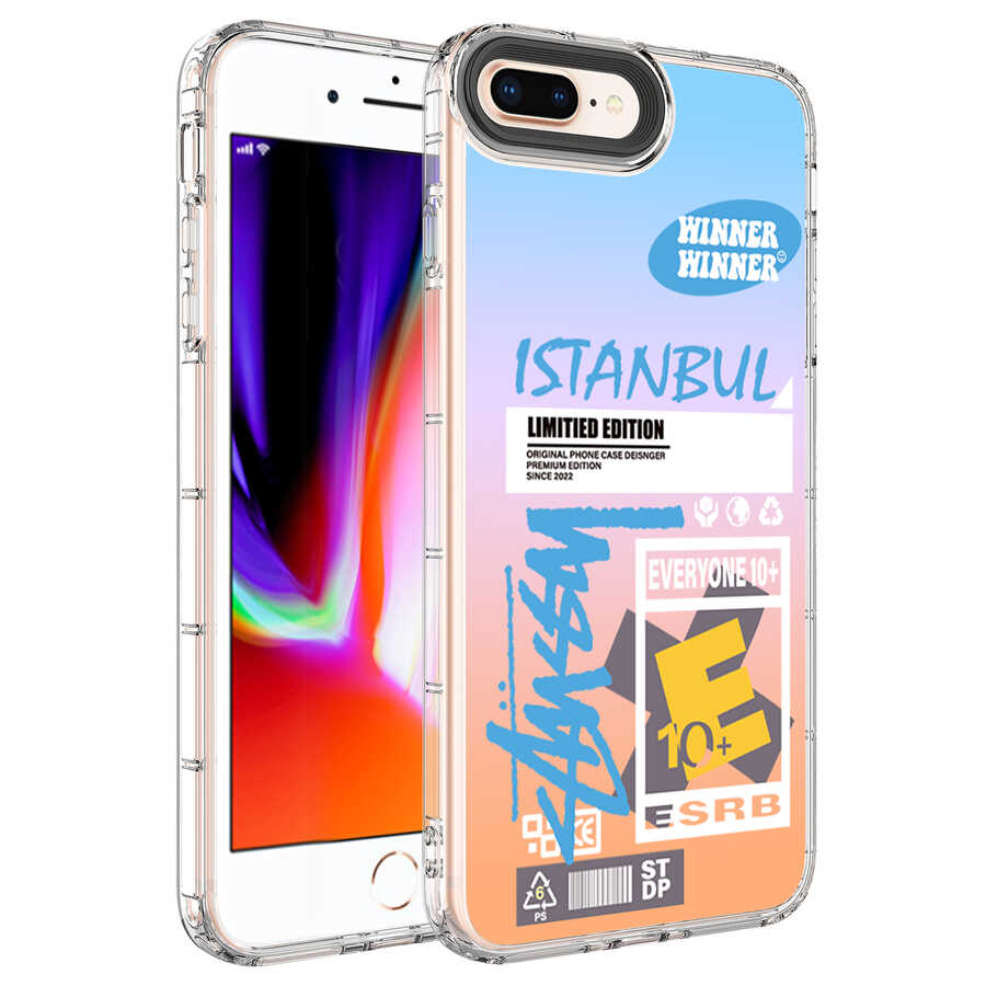 iPhone Uyumlu 7 Plus Kılıf Kamera Korumalı Renkli Desenli Sert Silikon Zore Korn Kapak-No1