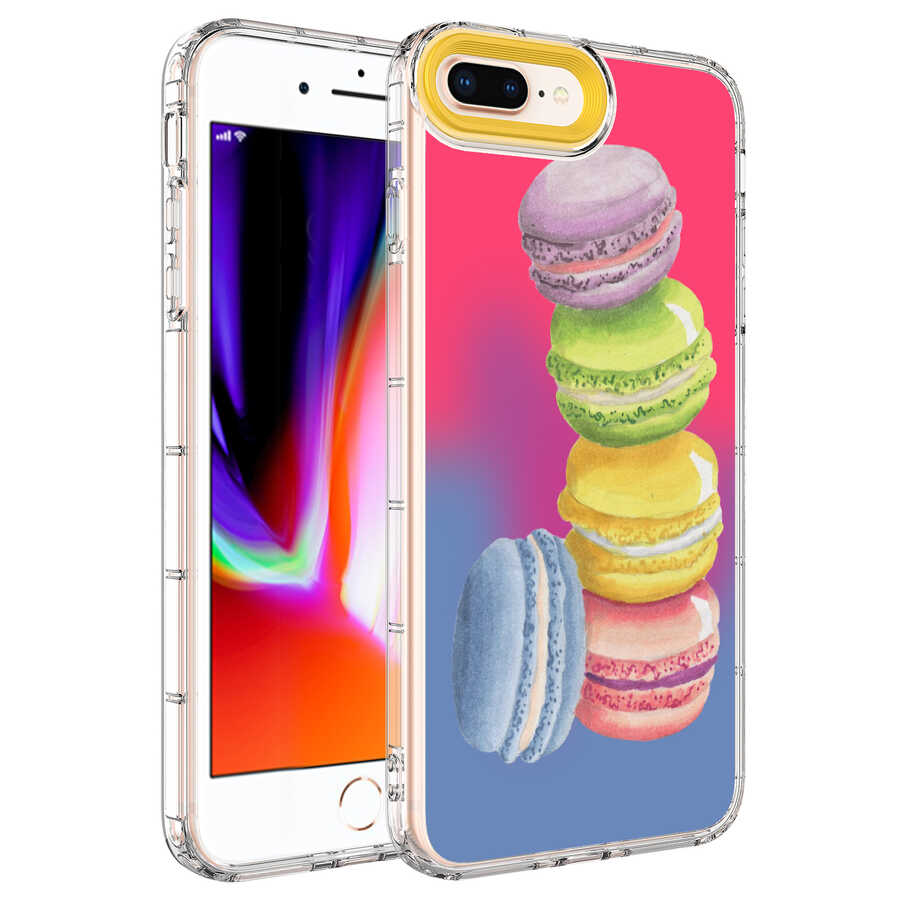 iPhone Uyumlu 7 Plus Kılıf Kamera Korumalı Renkli Desenli Sert Silikon Zore Korn Kapak-No12