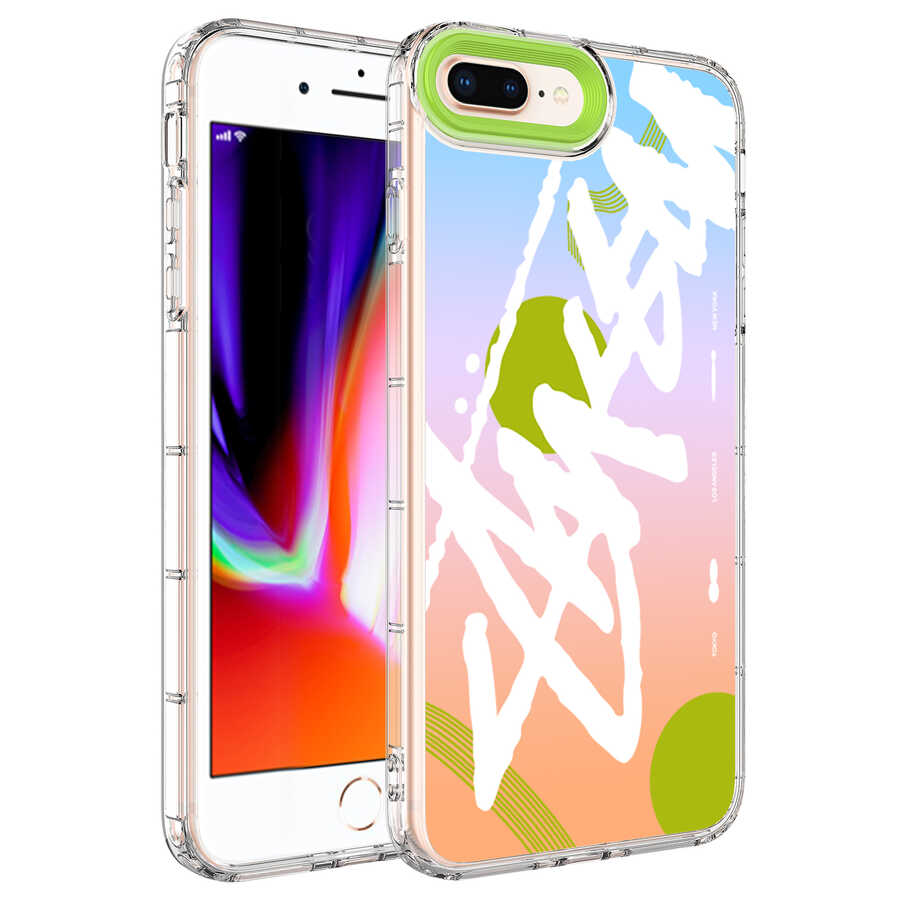 iPhone Uyumlu 7 Plus Kılıf Kamera Korumalı Renkli Desenli Sert Silikon Zore Korn Kapak-No2
