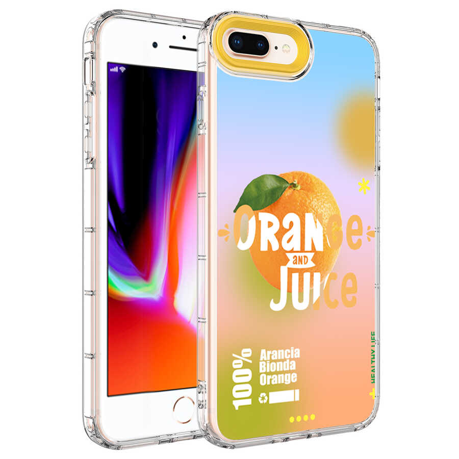 iPhone Uyumlu 7 Plus Kılıf Kamera Korumalı Renkli Desenli Sert Silikon Zore Korn Kapak