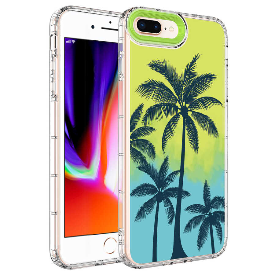 iPhone Uyumlu 7 Plus Kılıf Kamera Korumalı Renkli Desenli Sert Silikon Zore Korn Kapak-No8
