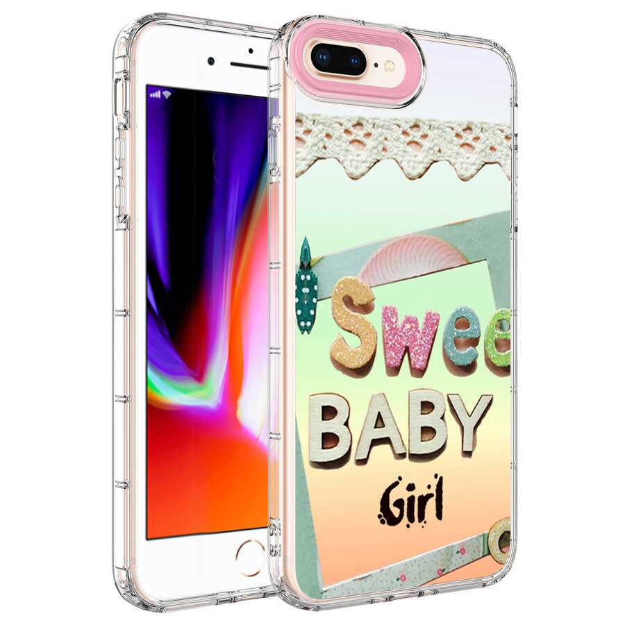 iPhone Uyumlu 8 Plus Kılıf Kamera Korumalı Renkli Desenli Sert Silikon Zore Korn Kapak-No10