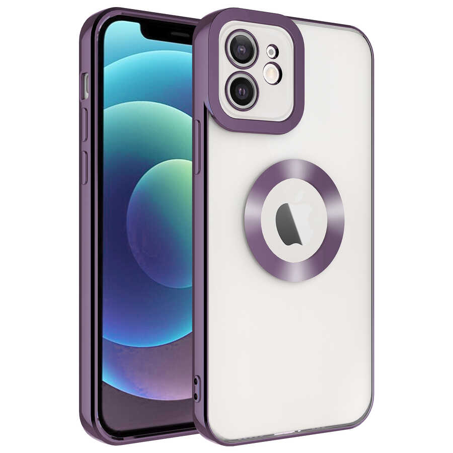 iPhone Uyumlu 11 Kılıf Kamera Korumalı Logo Gösteren Zore Omega Kapak-Derin mor