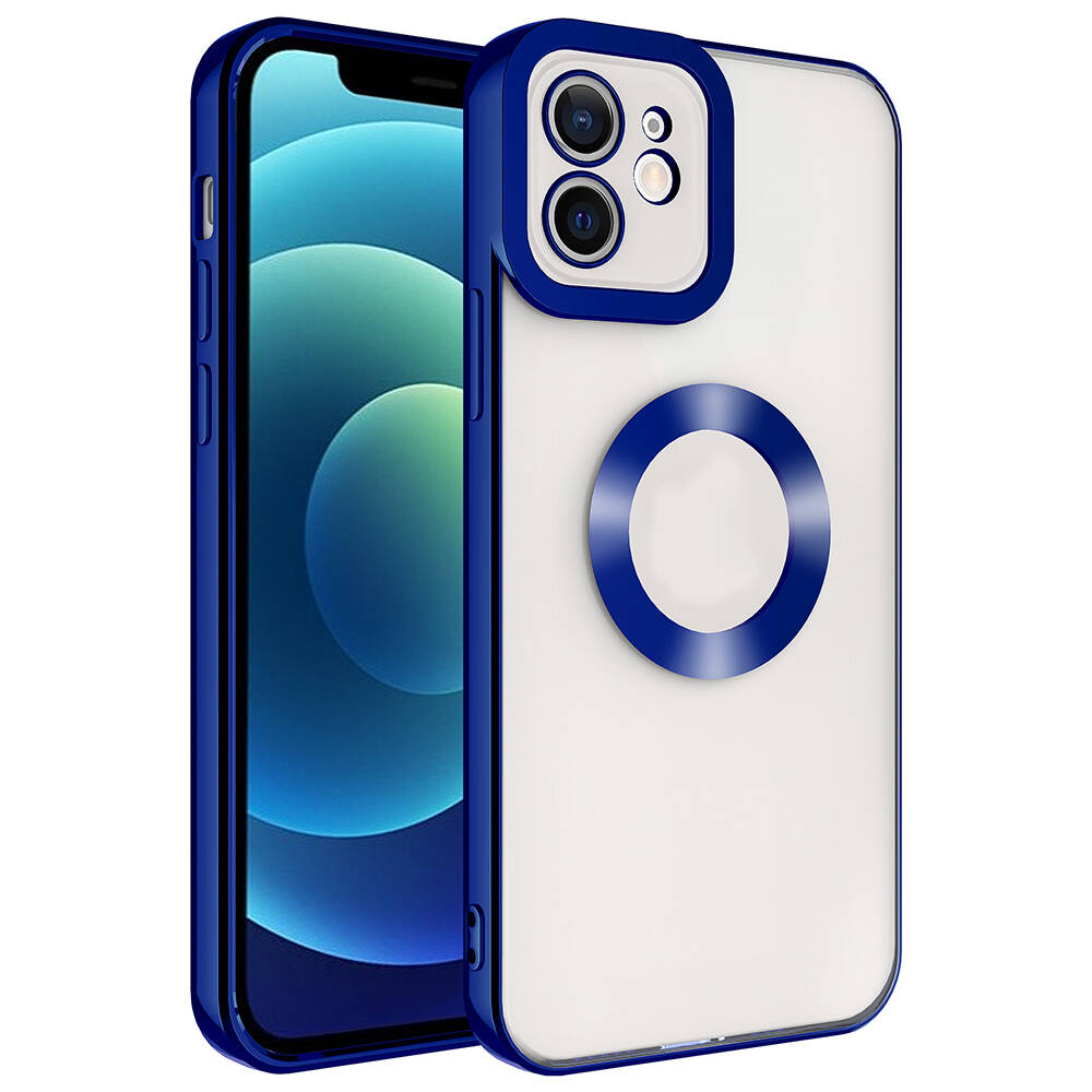 iPhone Uyumlu 11 Kılıf Kamera Korumalı Logo Gösteren Zore Omega Kapak-Lacivert