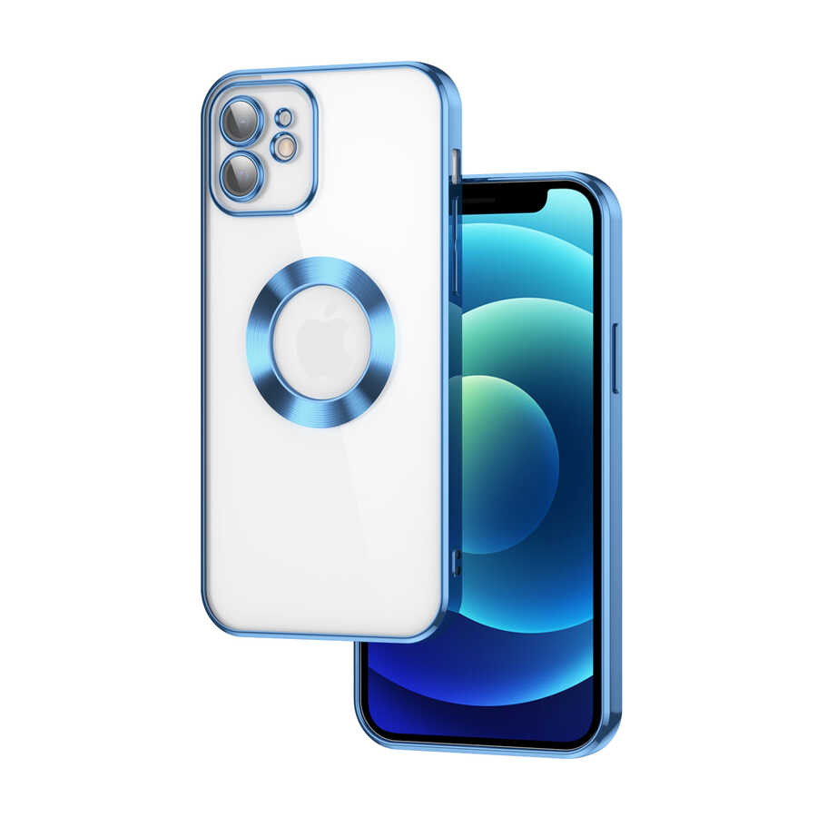 iPhone Uyumlu 11 Kılıf Kamera Korumalı Logo Gösteren Zore Omega Kapak-Mavi açık
