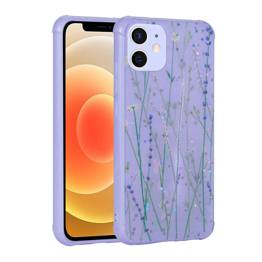 iPhone Uyumlu 11 Kılıf Simli Desenli Kamera Korumalı Parlak Zore Popy Kapak-Dallar