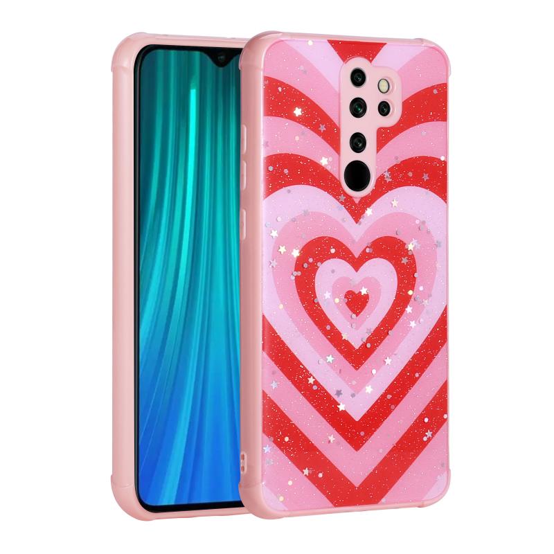 Xiaomi Uyumlu  Redmi Note 8 Pro Kılıf Simli Desenli Kamera Korumalı Parlak Zore Popy Kapak-Kalp