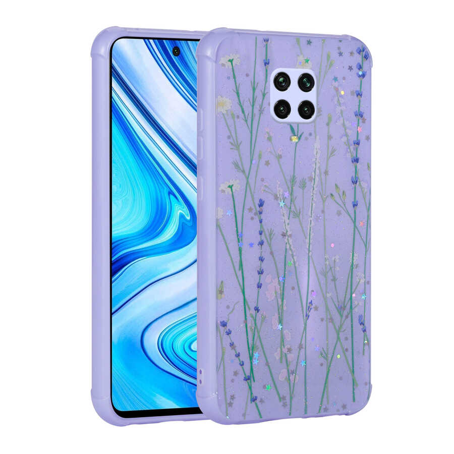 Xiaomi Uyumlu  Redmi Note 9 Pro Kılıf Simli Desenli Kamera Korumalı Parlak Zore Popy Kapak-Dallar