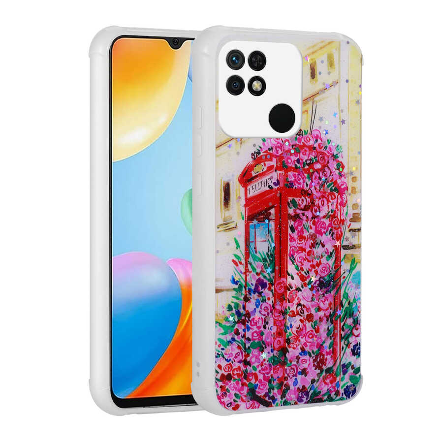 Xiaomi Uyumlu  Poco C40 Kılıf Simli Desenli Kamera Korumalı Parlak Zore Popy Kapak