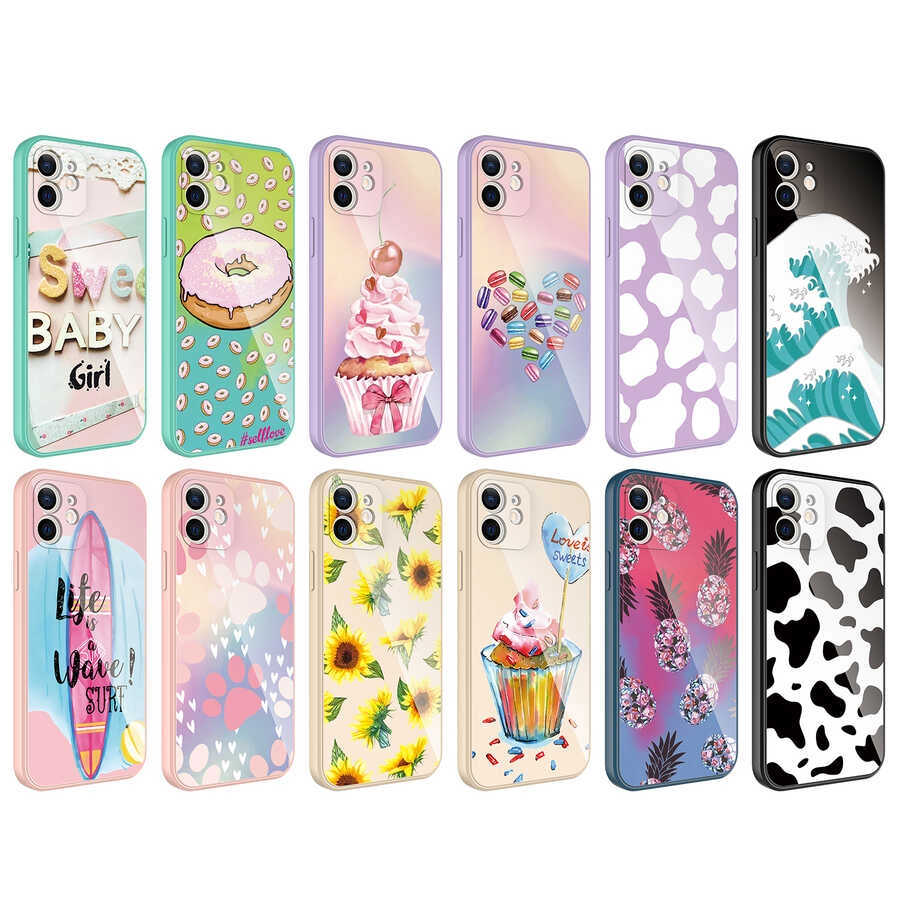 iPhone Uyumlu 12 Kılıf Kamera Korumalı Desenli Sert Silikon Zore Epoksi Kapak