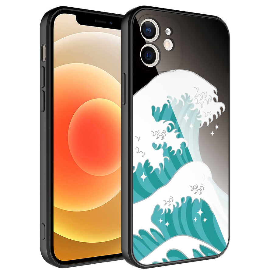 iPhone Uyumlu 12 Kılıf Kamera Korumalı Desenli Sert Silikon Zore Epoksi Kapak-No9