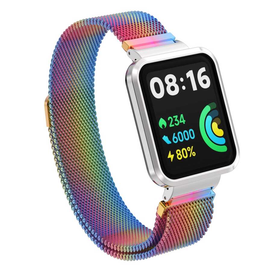 Xiaomi Uyumlu  Redmi Watch 2 Lite Zore KRD-58 Metal Kordon-Colorful