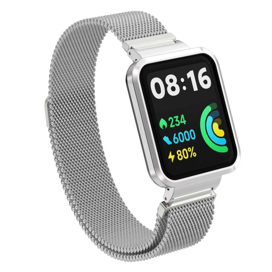 Xiaomi Uyumlu  Redmi Watch 2 Lite Zore KRD-58 Metal Kordon-Gümüş