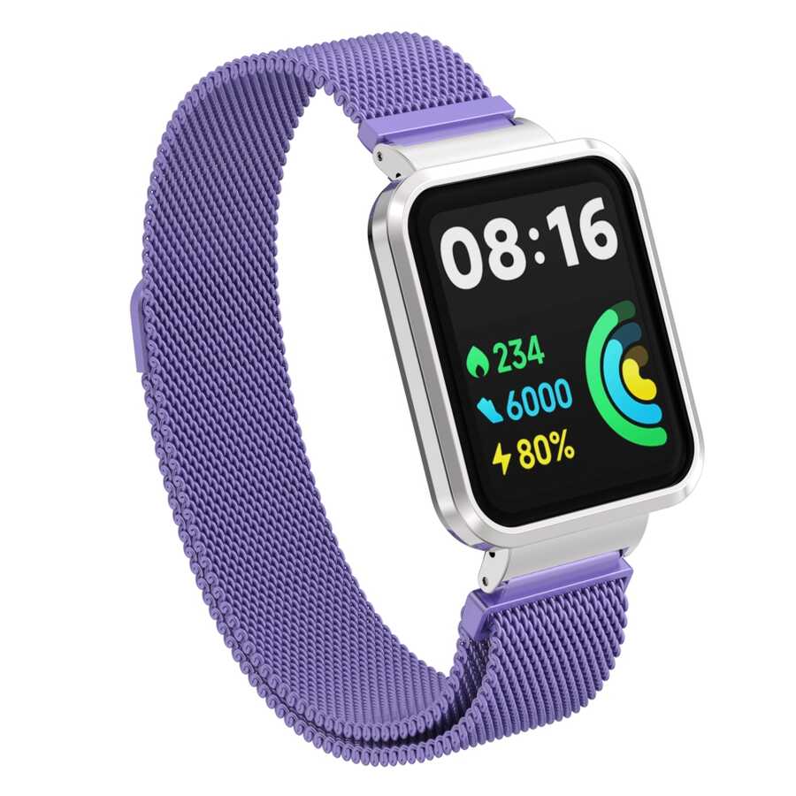 Xiaomi Uyumlu  Redmi Watch 2 Lite Zore KRD-58 Metal Kordon-Lila