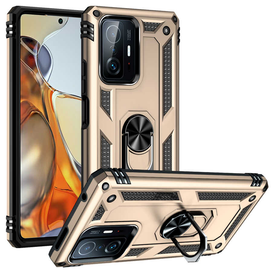 Xiaomi Uyumlu  Mi 11T Pro 5G Kılıf Zore Vega Kapak-Gold