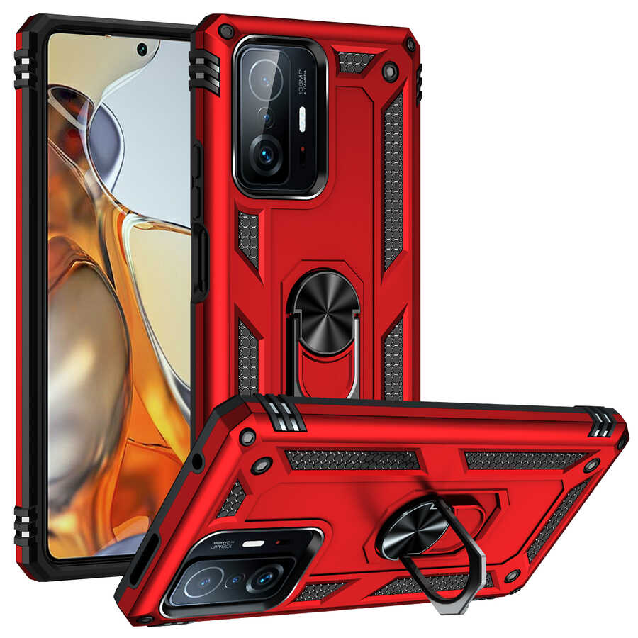 Xiaomi Uyumlu  Mi 11T Pro 5G Kılıf Zore Vega Kapak-Kırmızı
