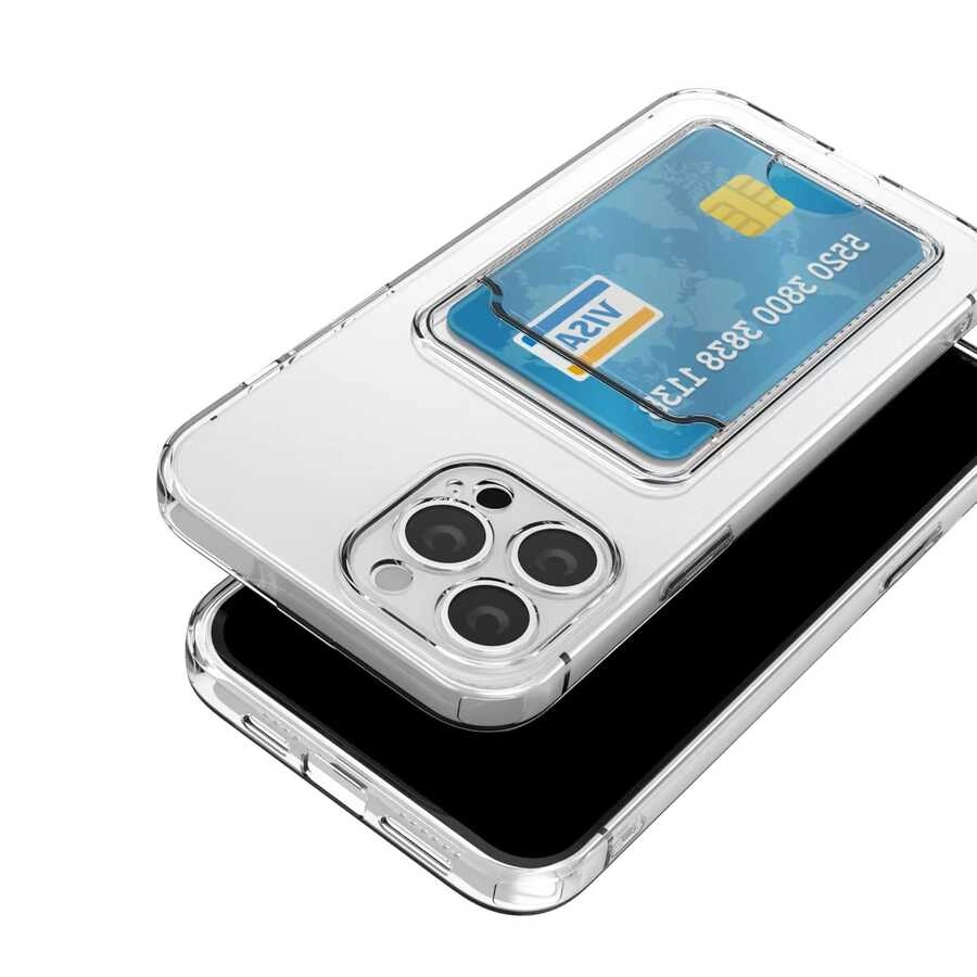 iPhone Uyumlu 11 Pro Max Kılıf Kartlıklı Şeffaf Zore Setra Clear Silikon Kapak