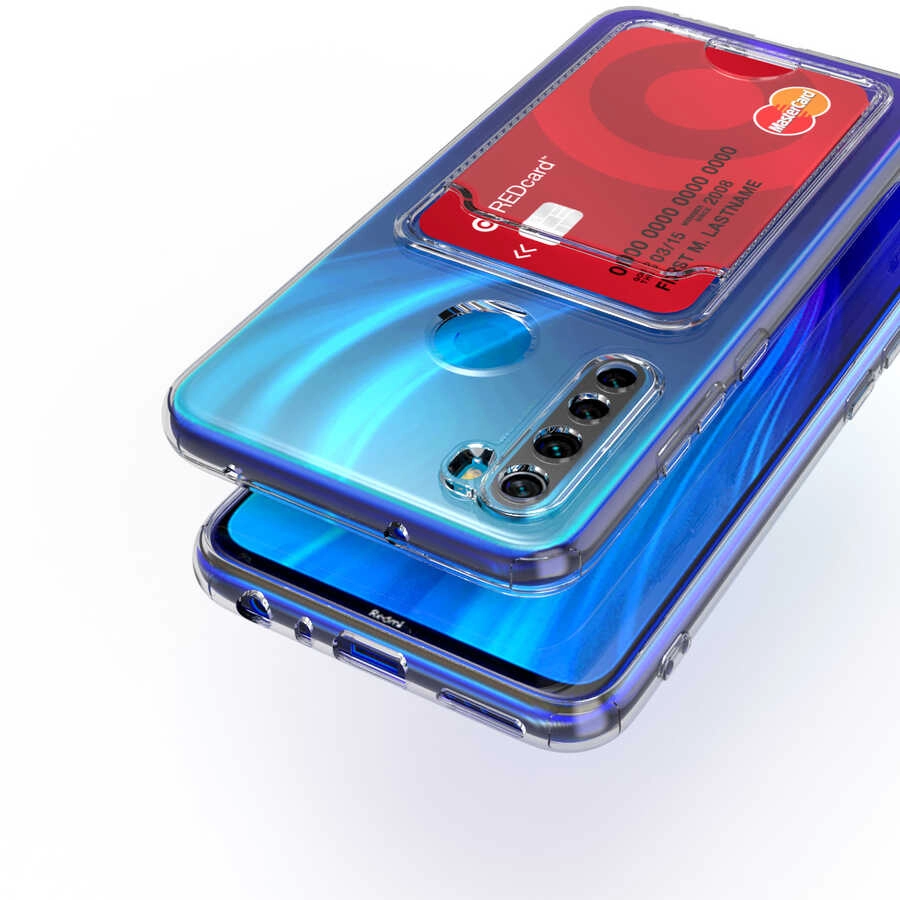 Xiaomi Uyumlu  Redmi Note 8 Kılıf Kartlıklı Şeffaf Zore Setra Clear Silikon Kapak