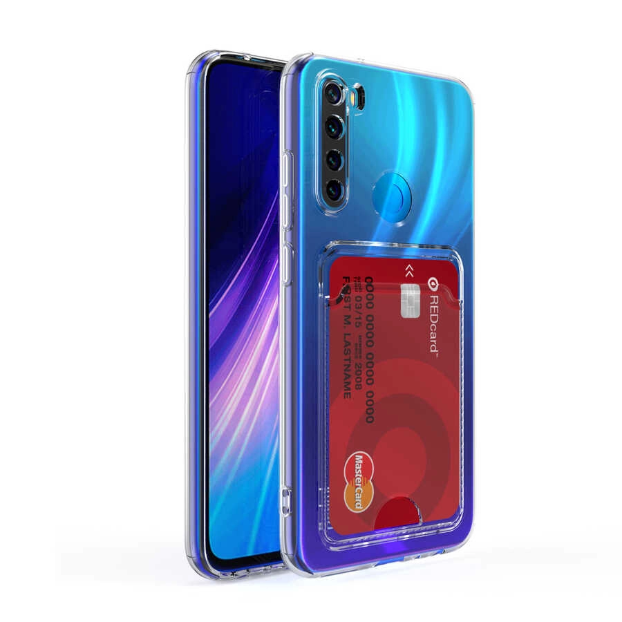 Xiaomi Uyumlu  Redmi Note 8 Kılıf Kartlıklı Şeffaf Zore Setra Clear Silikon Kapak