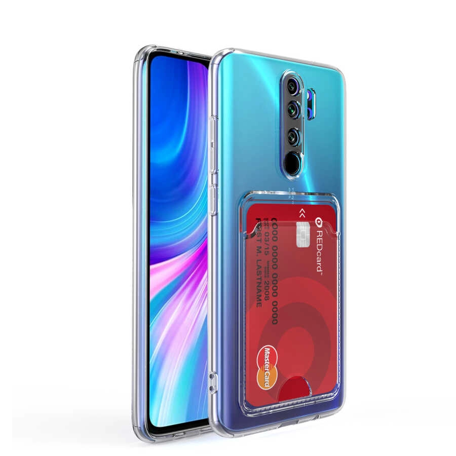 Xiaomi Uyumlu  Redmi Note 8 Pro Kılıf Kartlıklı Şeffaf Zore Setra Clear Silikon Kapak