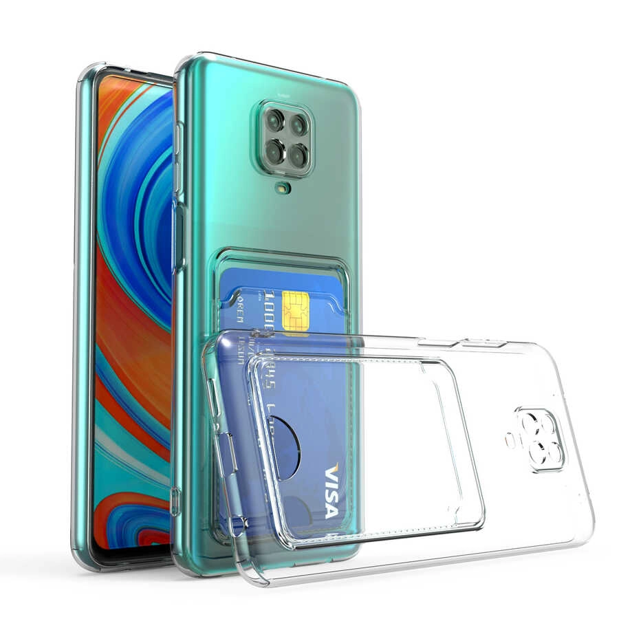 Xiaomi Uyumlu  Redmi Note 9S Kılıf Kartlıklı Şeffaf Zore Setra Clear Silikon Kapak