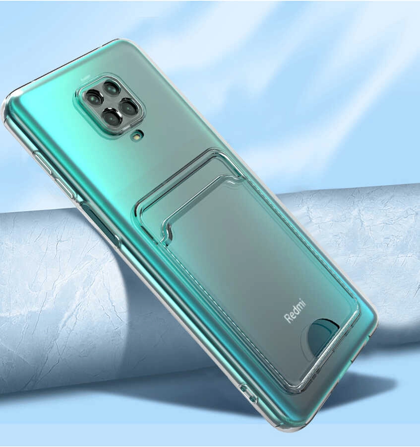 Xiaomi Uyumlu  Redmi Note 9 Pro Kılıf Kartlıklı Şeffaf Zore Setra Clear Silikon Kapak