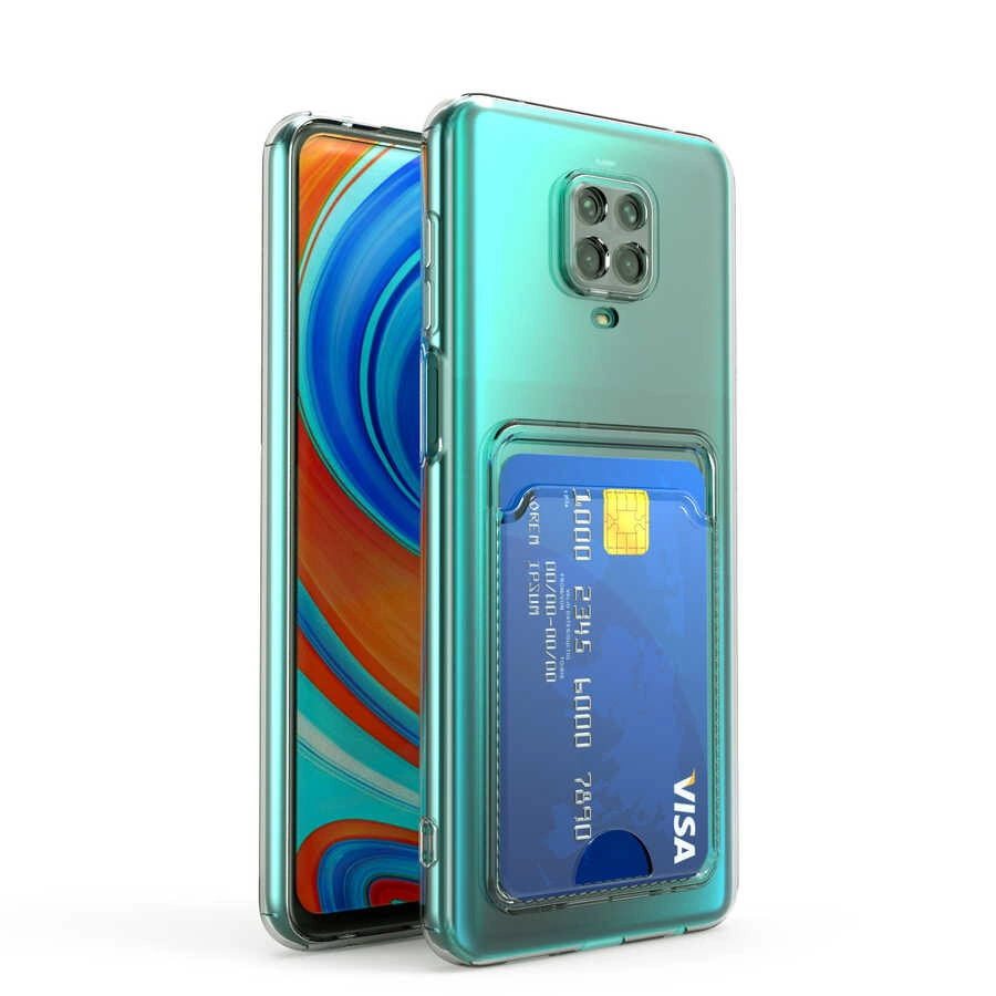 Xiaomi Uyumlu  Redmi Note 9 Pro Kılıf Kartlıklı Şeffaf Zore Setra Clear Silikon Kapak