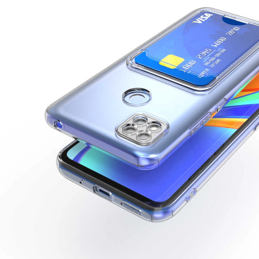 Xiaomi Uyumlu  Redmi 9C Kılıf Kartlıklı Şeffaf Zore Setra Clear Silikon Kapak