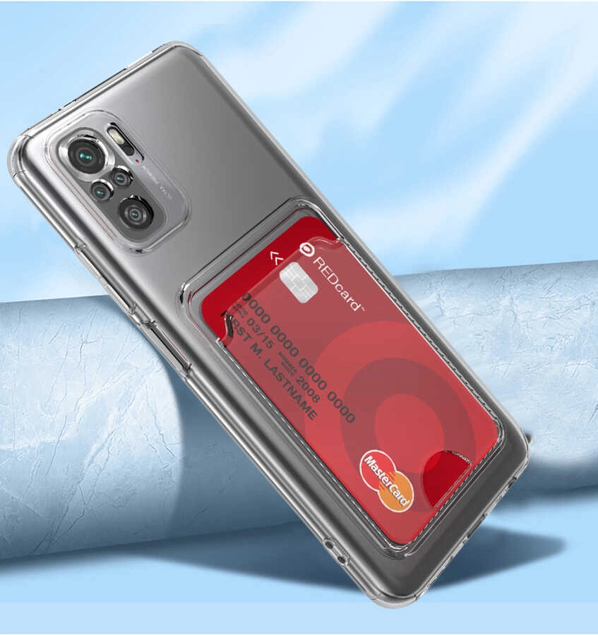 Xiaomi Uyumlu  Redmi Note 10S Kılıf Kartlıklı Şeffaf Zore Setra Clear Silikon Kapak