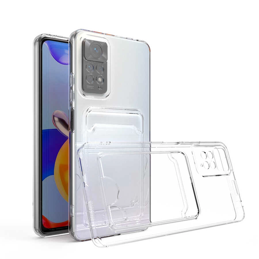 Xiaomi Uyumlu  Redmi Note 11 Global Kılıf Kartlıklı Şeffaf Zore Setra Clear Silikon Kapak