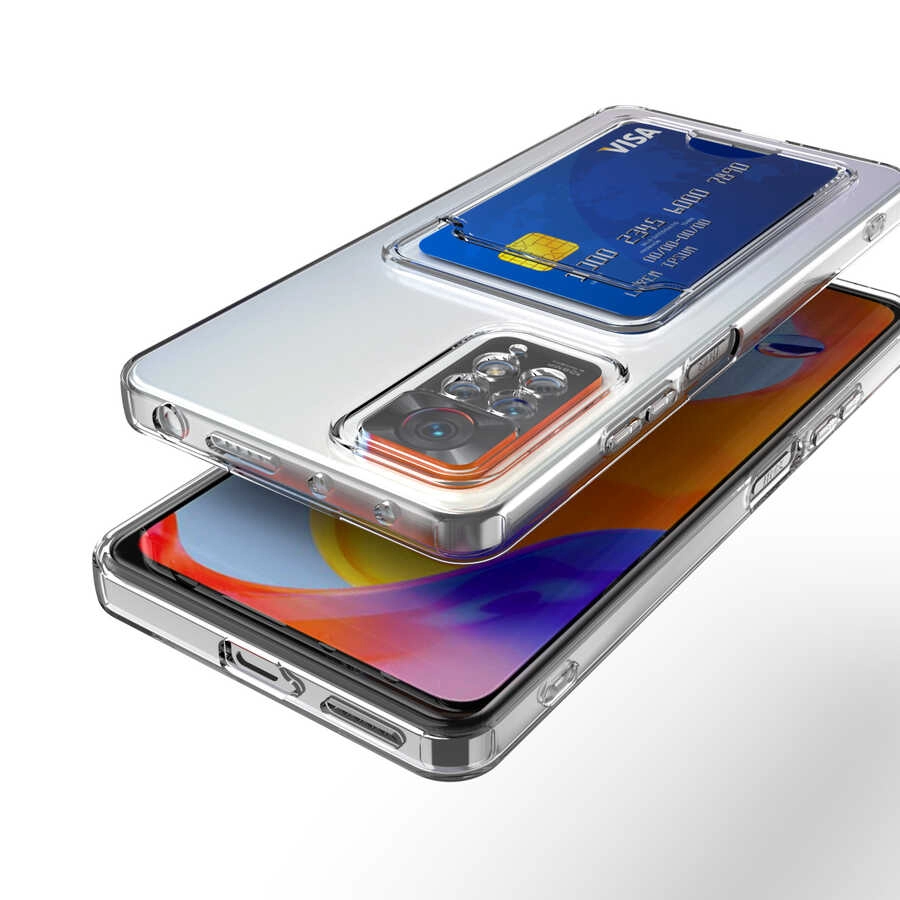 Xiaomi Uyumlu  Redmi Note 11 Global Kılıf Kartlıklı Şeffaf Zore Setra Clear Silikon Kapak