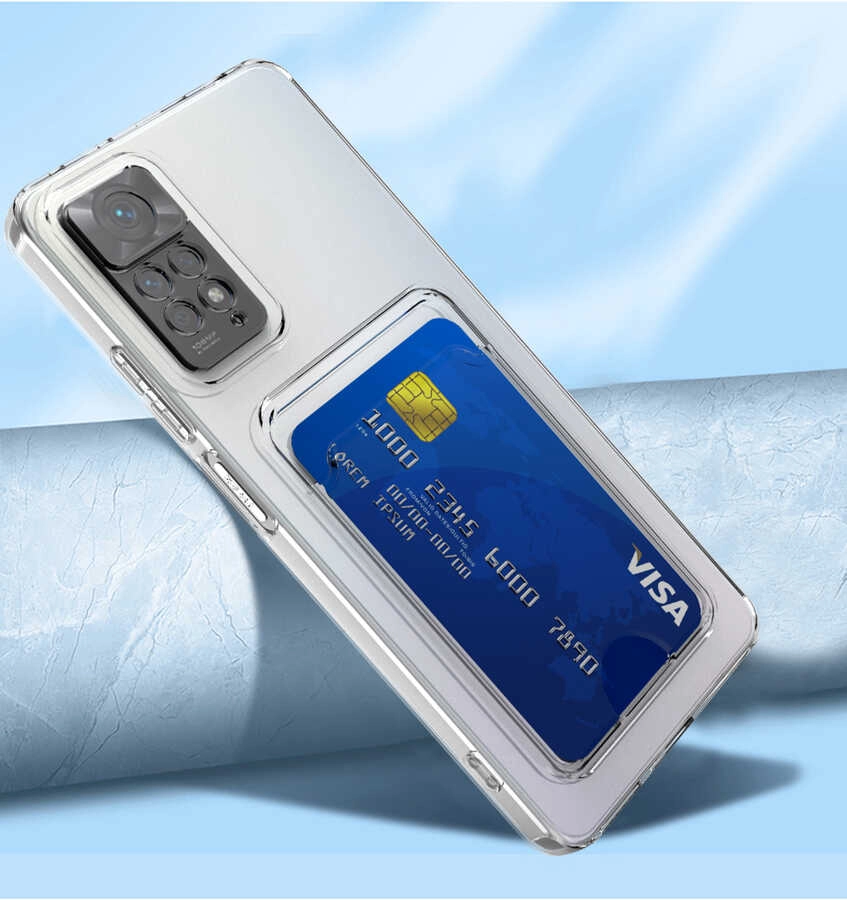 Xiaomi Uyumlu  Redmi Note 11 Global Kılıf Kartlıklı Şeffaf Zore Setra Clear Silikon Kapak