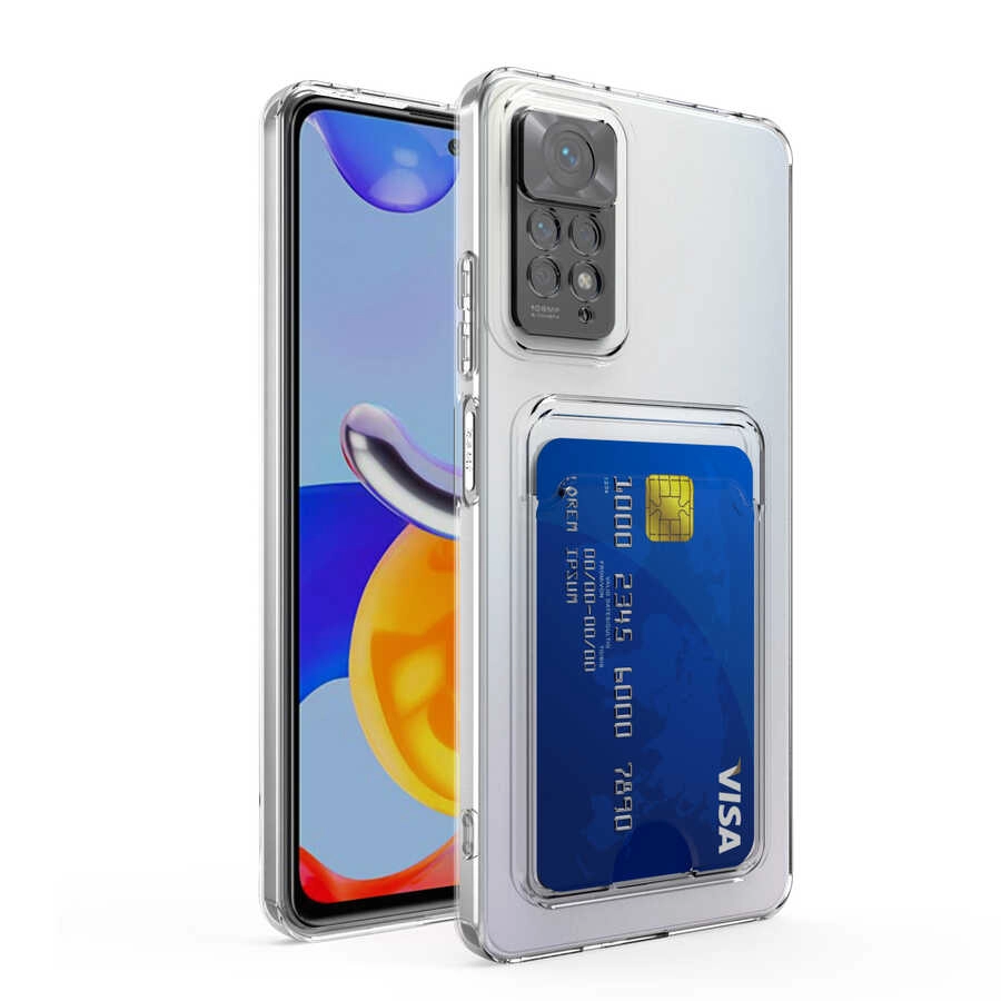 Xiaomi Uyumlu  Redmi Note 11S Global Kılıf Kartlıklı Şeffaf Zore Setra Clear Silikon Kapak