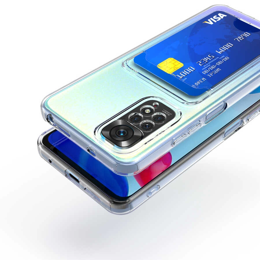 Xiaomi Uyumlu  Redmi Note 11 Pro 5G Kılıf Kartlıklı Şeffaf Zore Setra Clear Silikon Kapak