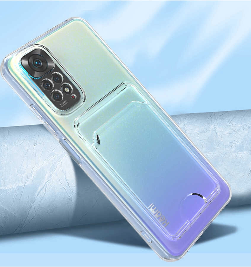 Xiaomi Uyumlu  Redmi Note 11 Pro 5G Kılıf Kartlıklı Şeffaf Zore Setra Clear Silikon Kapak