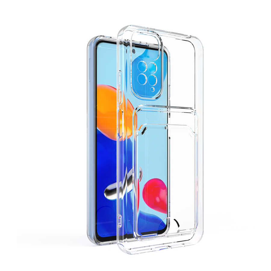 Xiaomi Uyumlu  Redmi Note 11 Pro 5G Kılıf Kartlıklı Şeffaf Zore Setra Clear Silikon Kapak