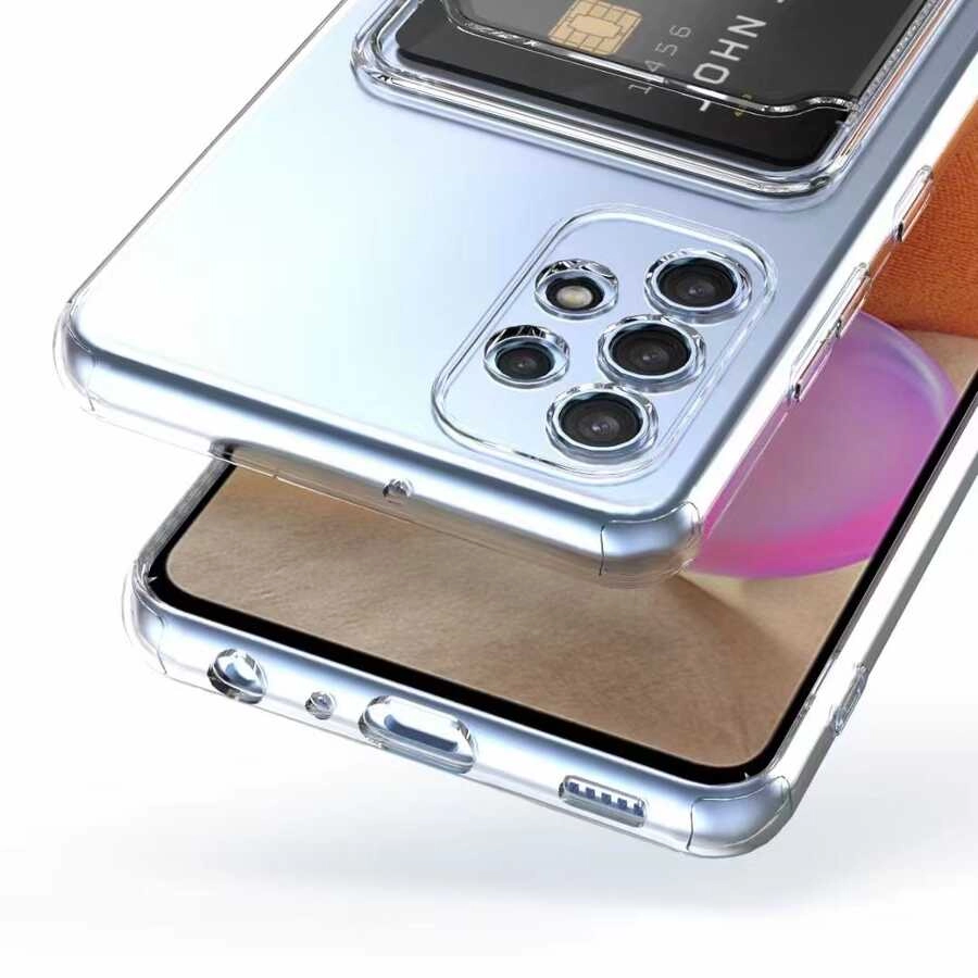 Galaxy Uyumlu A32 4G Kılıf Kartlıklı Şeffaf Zore Setra Clear Silikon Kapak