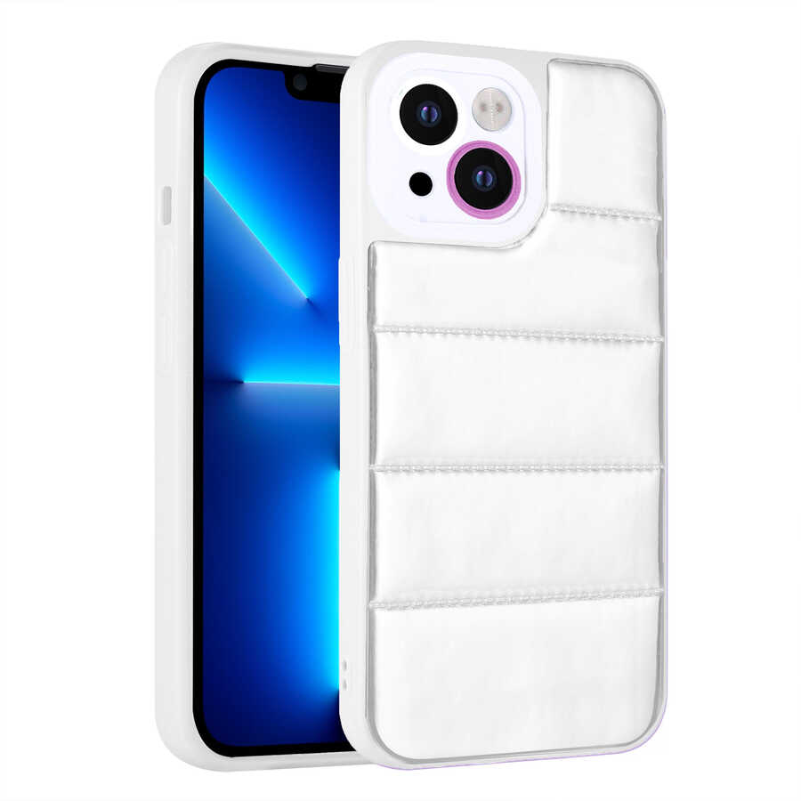 iPhone Uyumlu 13 Kılıf Kamera Korumalı Airbagli Renkli Zore Seksek Kapak-Gümüş