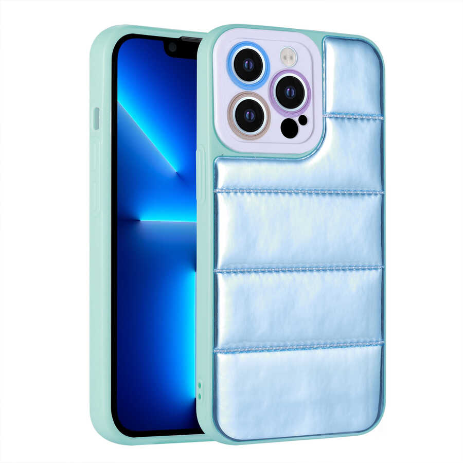 iPhone Uyumlu 12 Pro Max Kılıf Kamera Korumalı Airbagli Renkli Zore Seksek Kapak-Mavi
