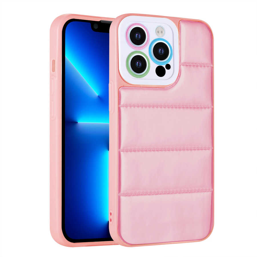 iPhone Uyumlu 12 Pro Max Kılıf Kamera Korumalı Airbagli Renkli Zore Seksek Kapak-Pembe