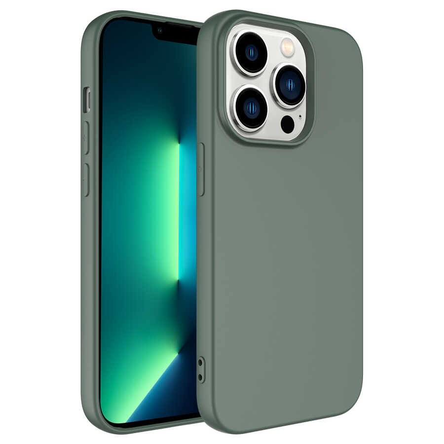 iPhone Uyumlu 14 Pro Max Kılıf Zore Mara Lansman Kapak-Koyu yeşil