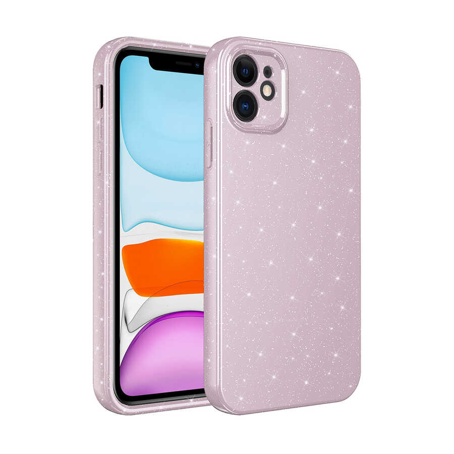 iPhone Uyumlu 11 Kılıf Kamera Korumalı Simli Lüks Zore Koton Kapak-Lavendery gray