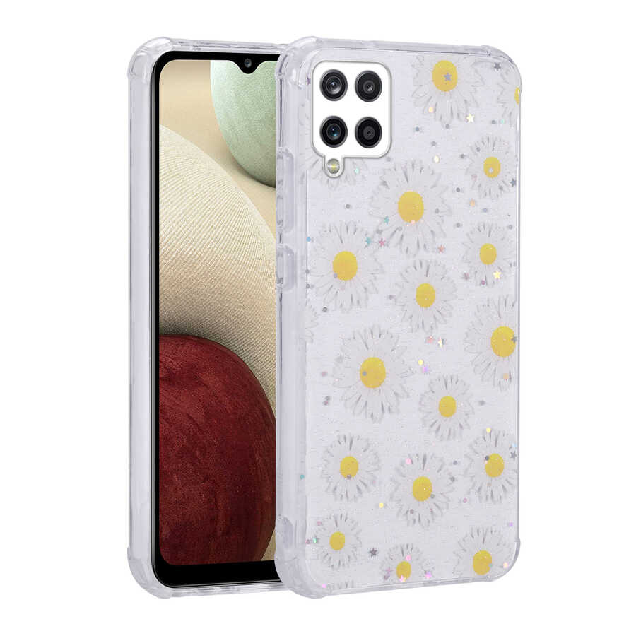 Galaxy Uyumlu M33 Kılıf Simli Desenli Kamera Korumalı Parlak Zore Popy Kapak-Papatya