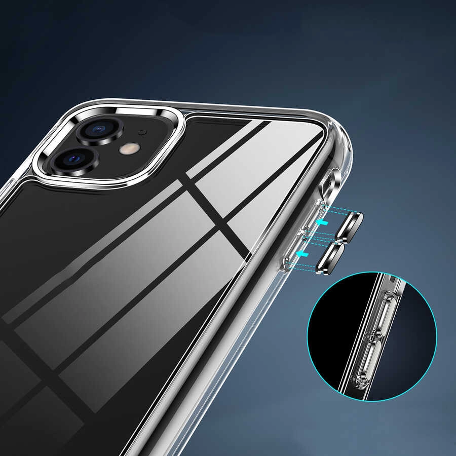 iPhone Uyumlu 12 Kılıf Standlı Şeffaf Silikon Zore L-Stand Kapak