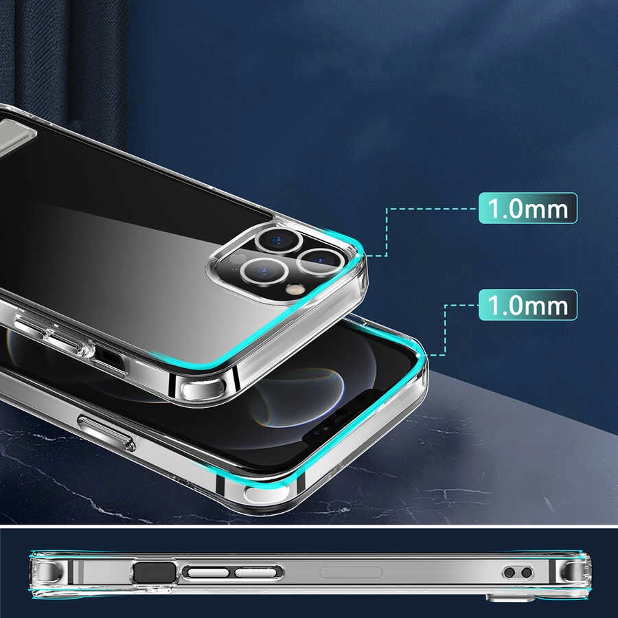 iPhone Uyumlu 12 Pro Max Kılıf Standlı Şeffaf Silikon Zore L-Stand Kapak