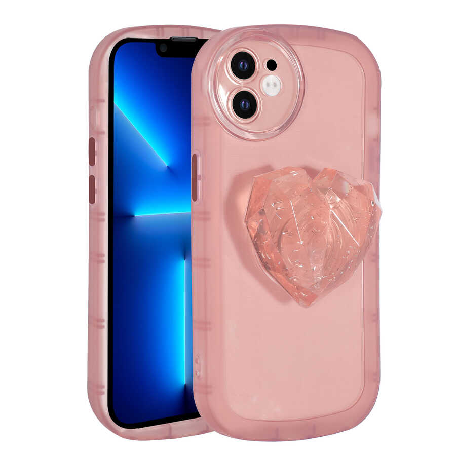 iPhone Uyumlu 11 Kılıf Kamera Korumalı Pop Soketli Renkli Zore Ofro Kapak-Pembe