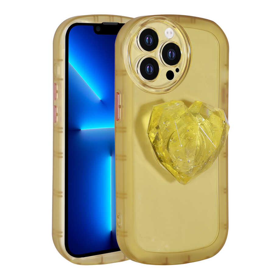iPhone Uyumlu 12 Pro Kılıf Kamera Korumalı Pop Soketli Renkli Zore Ofro Kapak-Sarı