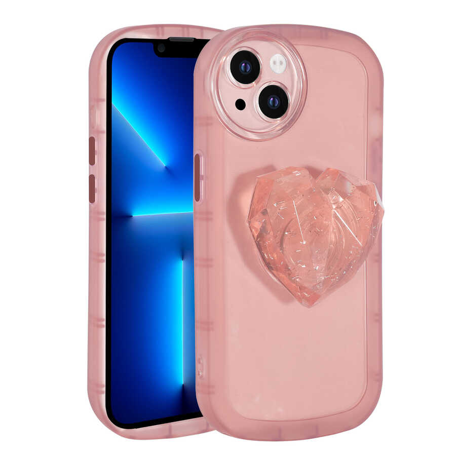iPhone Uyumlu 13 Kılıf Kamera Korumalı Pop Soketli Renkli Zore Ofro Kapak-Pembe